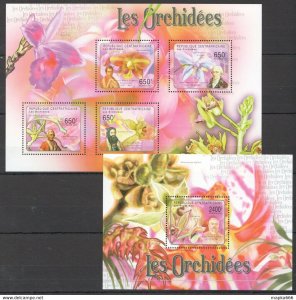 2011 Central Africa Flora Flowers Orchids Bl+Kb ** Stamps Ca1033