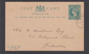 Gibraltar H&G 18 used 1889 5c + 5c Postal Reply Double Card, fresh & VF