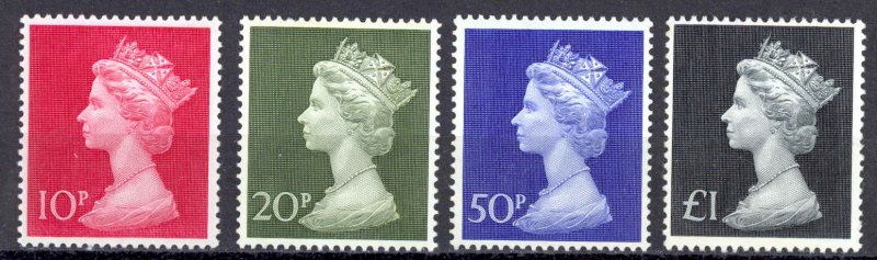 Great Britain Sc# MH165-MH168 MNH 1967-1969 10p-£1 perf 12 Machin