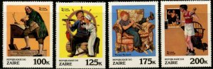 ZAIRE Sc#1005-12 1981 Norman Rockwell Art Complete Set OG Mint NH