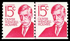 Scott 1305E 15c Holmes Type II Coil Line Pair Mint VF NH Cat $5