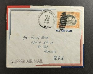 1941 St William Mckinley Philippines Airmail Cover to St Paul MN USA Overprint