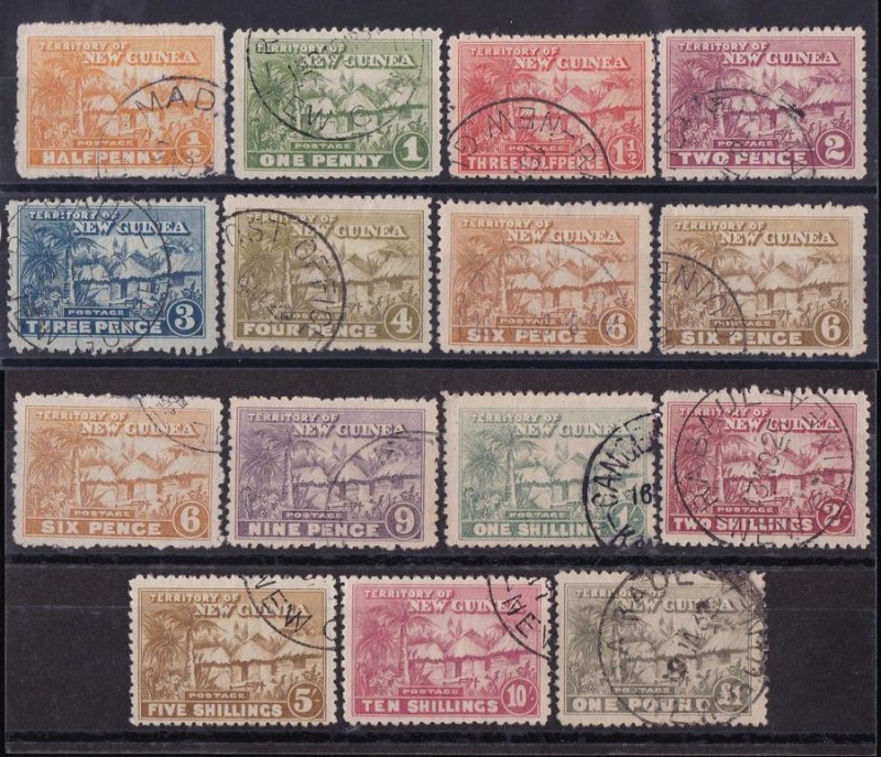 NEW GUINEA 1925 Huts set ½d-£1 GENUINE USED