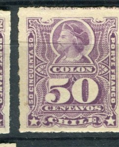 CHILE; 1878 early Columbus rouletted issue Mint hinged Shade of 50c. value