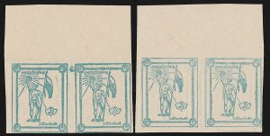 BURMA - JAPANESE OCCUPATION 1943 Peasant 3c IMPERF pair error printed both sides 