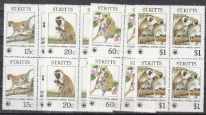 St. Kitts Scott 189-192 Mint NH blocks (Catalog Value $158.00)