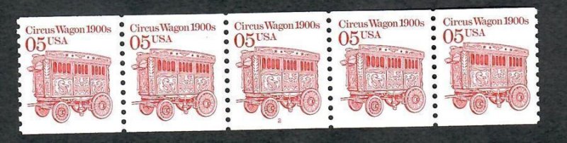 #2452a Circus Wagon #2 MNH plate number coil PNC5 Plate - no tag Low Gloss gum