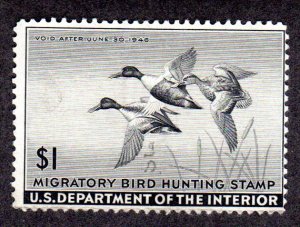 USA. Duck Stamp, used, Scott # RW12.  1945    Lot 220327 -01