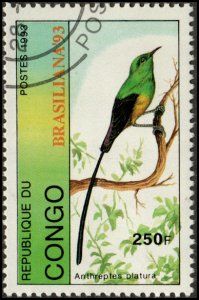 Congo Republic 1041 - Cto - 250fr Pygmy Sunbird (1993) (cv $4.00) +