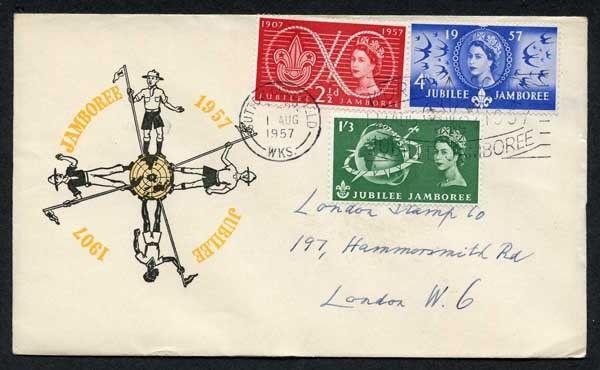 1957 Scouts Illustrated First Day Cover Sutton Coldfield Postmark