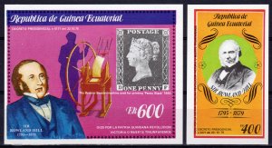 Equatorial Guinea 1979 Sir Rowland Hill-Penny Black 2 Souvenir Sheets IMPERF.MNH