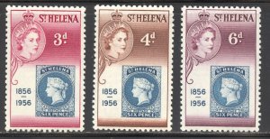 St Helena Scott 153-55 Unused HOG - 1956 Cent of 1st Postage Stamp - SCV $0.75