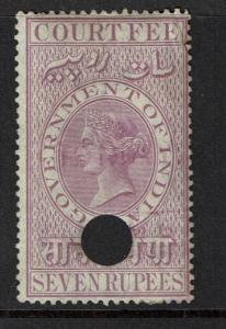 India 1872 7R Violet Court Fee Used / BF# ?? - S2170