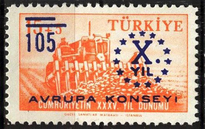 Turkey 1959 Council of Europe 10 Years Mi 1625 MNH