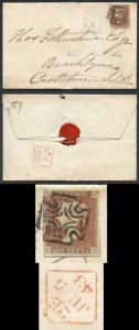 1841 Penny Red (OI) Black Plate 9 Dublin Cross Cat £1,350 on Cover