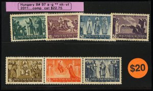 Hungary Stamps # B97-a-g MNH VF Scott Value $22.75