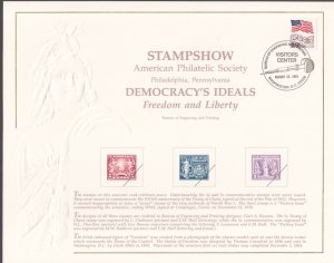 US 1991 BEP #B151 APS Stampshow Embossed Souvenir Cards 1w/Visitor Cancel 1 Mint