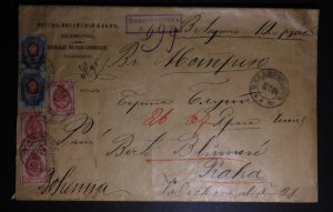 1904 Vladivostok Russia Cover To Prague Austria Russo Chinese Bank Red Wax Seals