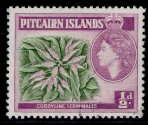 PITCAIRN ISLANDS QEII SG18a, ½d green & reddish purple, FINE USED.