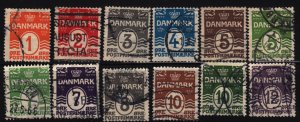 Denmark 85-96 Used Numeral Issue 1913-1930