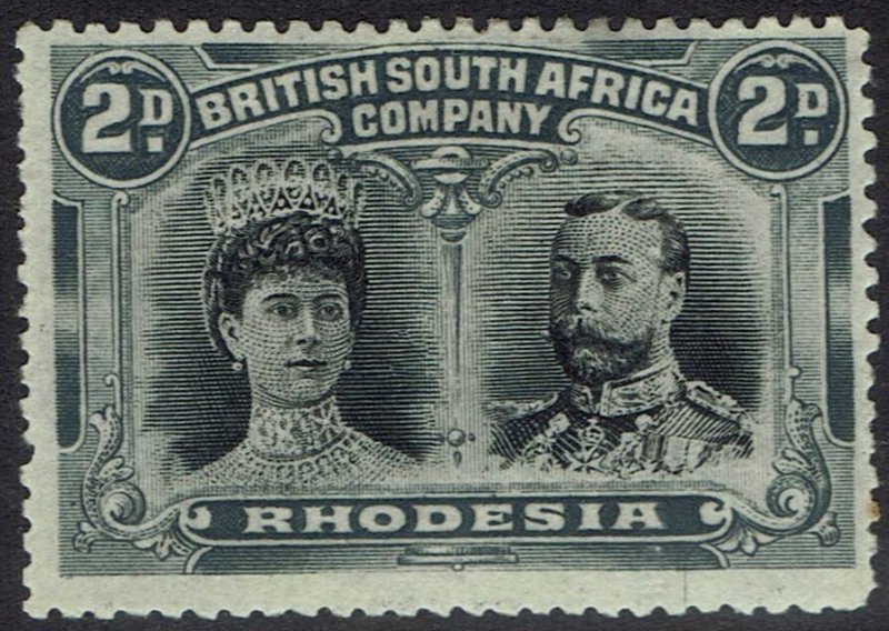 RHODESIA 1910 KGV DOUBLE HEAD 2D PERF 14