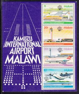 Malawi 1983 MNH Scott #422a Souvenir sheet of 4 Airplanes, Kamuzu Airport Man...