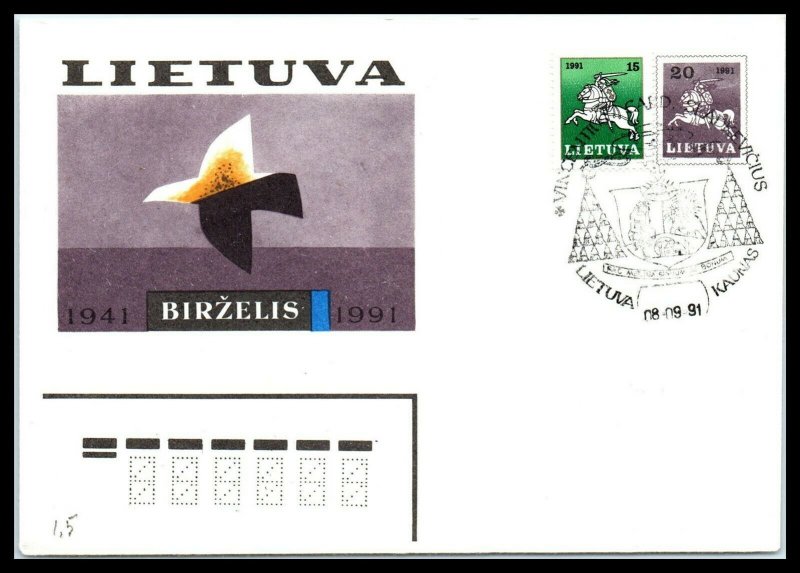 1991 LITHUANIA Cover - Birzelis 1941 - 1991, Kaunas T5 