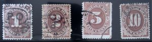 Scott #J15,J16,J18&J19 - Red Brown - Postage Due Stamps - Lot - Used - 1884