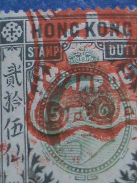 ​HONG KONG-CHINA-1903 OVER 118 YEARS OLD-HONG KONG $0.25C DUTY STAMPS VF