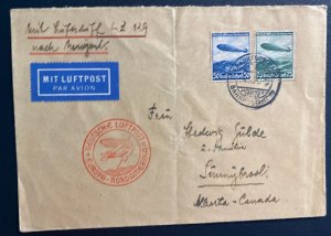 1936 Frankfurt Germany Hindenburg Zeppelin LZ 129 Airmail cover to The Usa