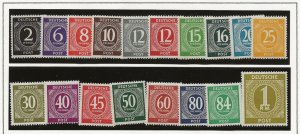 Germany 1946-7 British, American & Soviet Zones Numerals 18 vals MNH