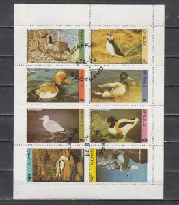 Staffa Scotland Local, 1974 issue. Water Birds sheet of 8. Canceled. ^