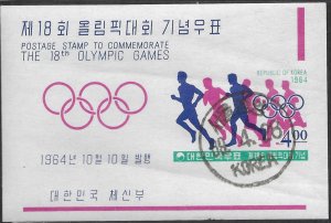 Republic of Korea. Souvenir Sheet. cancelled. 18th Olympic Games 1964.