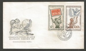 1957 Czechoslovakia Youth Pardubice Celostatni Vystava Mladych FDC