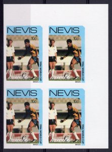 Nevis 1986 Sc#480 WORLD CUP MEXICO '86 BRAZIL Block of 4 IMPERFORATED MNH