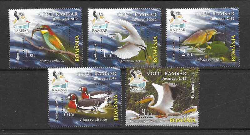 BIRDS - ROMANIA #5368-72 MNH