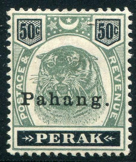 HERRICKSTAMP MALAYA: PAHANG Sc.# 18 1898 Tiger. Signed LH