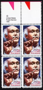 US 2411 MNH VF 25 Cent Arturo Toscanini-Conductor Copyright Block of 4