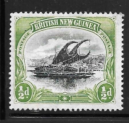 British New Guinea 1: 1/2d Lakatoi with Hanuabada village, MHR, F-VF