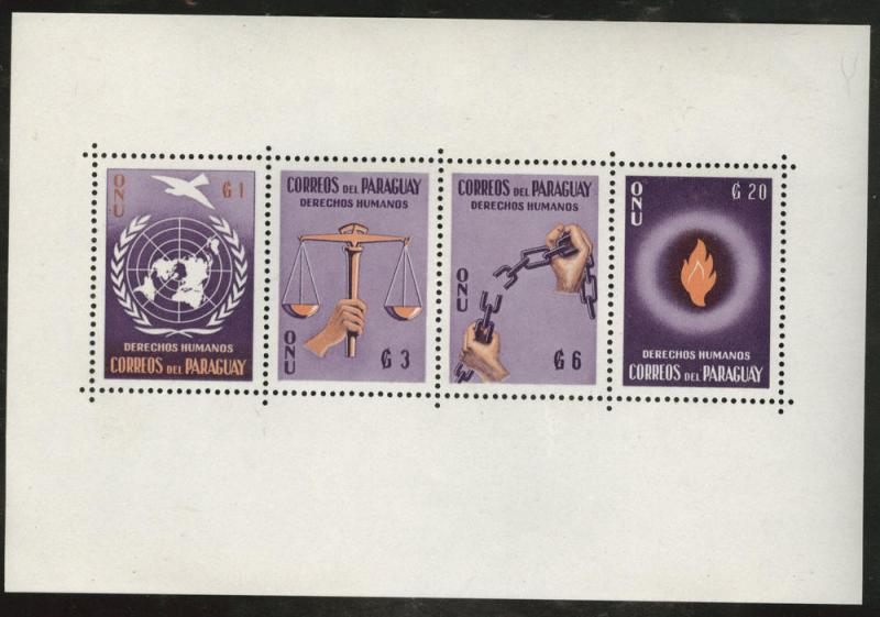 Paraguay Scott 565-568 MNH** 1960 UN Purple Perforated sheet