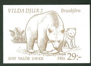 SWEDEN (HS422) Scott 1923b, Wild Animals 2 booklet, VF