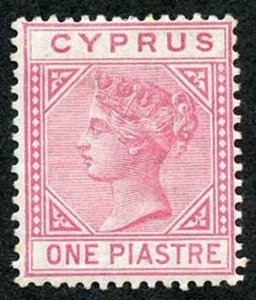 Cyprus SG12 1pi Rose Wmk Crown CC M/Mint (hinge remainder)