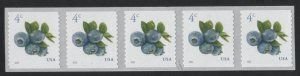 U.S.#5653 Blueberries 4c Coil Strip of 5, Mint NH. Not PNC