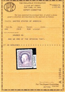 MALACK 440 VF/XF JUMBO OG NH, w/PF (01/93) CERT, lar..MORE.. gg2968