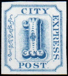 US #LOCAL 2L 1c in blue, VF/XF mint no gum, book says this stamp might have b...