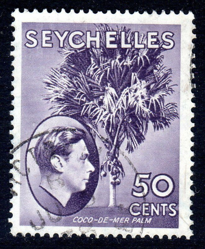  SEYCHELLES-- 1938- sg144b  -  50 cents  -bright lilac  - used -  £4.50   