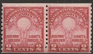 # 656 MNH - Pair - SCV-45.00 - Carmine Rose Thomas Edison Light Bulb