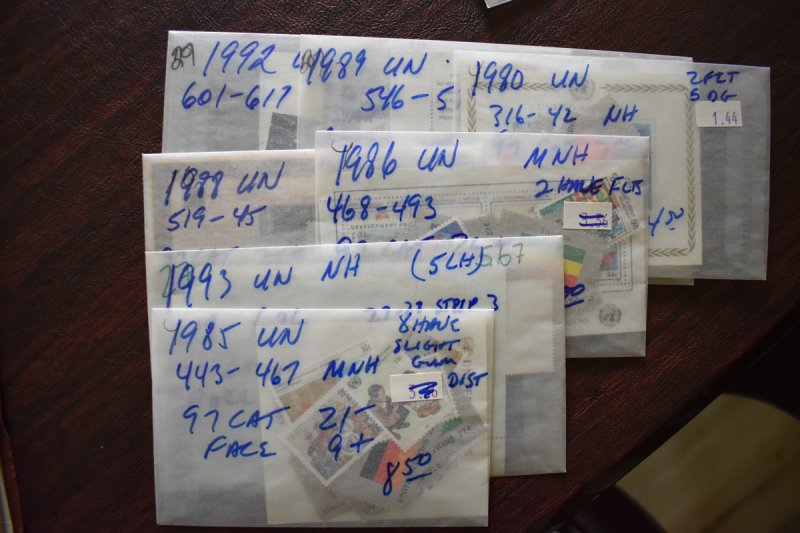 UNITED NATIONS BULK DEALER STOCK LIQUIDATIONS 40.00 FACE VALUE MOSTLY MNH