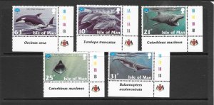 WHALES - ISLE OF MAN #776-80 (CORNER MARGINS) MNH