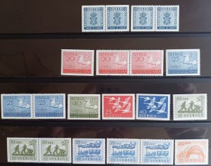 Sweden 1956 year set cpl including all pairs. MNH